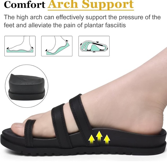 KuaiLu Womens Slides Sandals with Plantar Fasciitis Arch Support Fashion Comfort - Picture 2 of 9